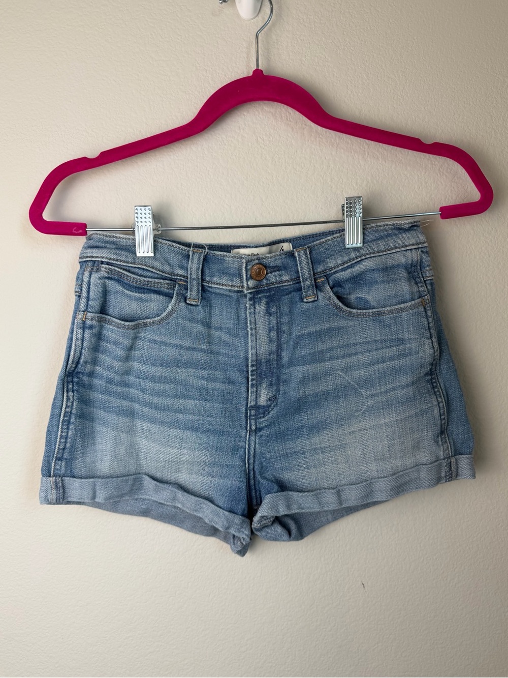 Abercrombie & Fitch Light Blue Denim Cuffed Shorts